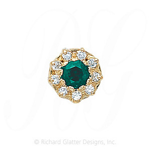 GS040 E/D - 14 Karat Gold Slide with Emerald center and Diamond accents 